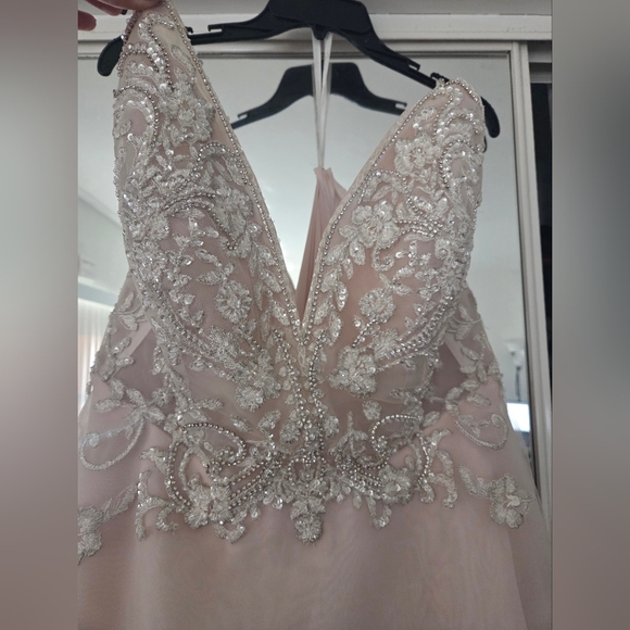 Elegant Embellished Rose Gold Wedding Dress - Picture 1 of 8